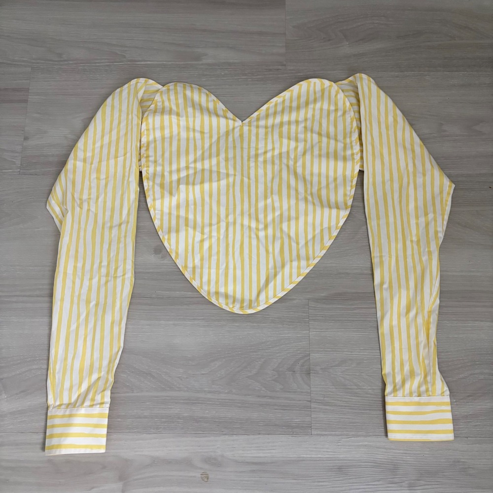 Anthropologie Kerri Rosenthal Top WomenHeart Wrap Yellow White Stripe Cotton OS